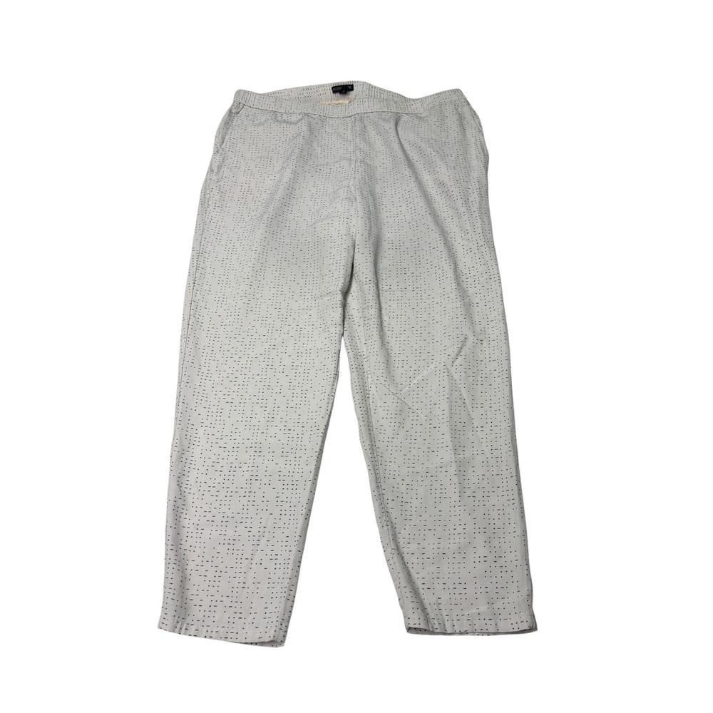 Eileen Fisher Tencel Viscose Elastic Waist Dash Print Pants Womens L‎ W36 L25